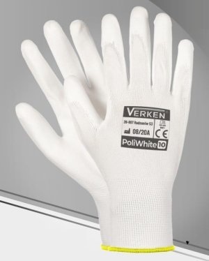 Rękawice robocze POLIWHITE poliuretan białe