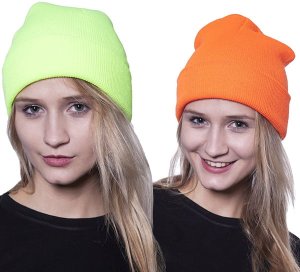 Czapka ocieplana wywijana FLUO pomarańczowa