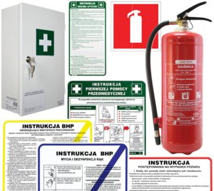 Zestaw duży dla firm Apteczka  AS40, Gaśnica 6kg, Instrukcje BHP