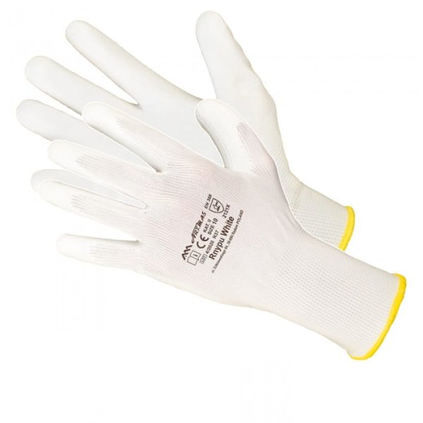 Rękawice robocze RNYPU białe poliuretan r.10-9112