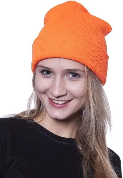 Czapka ocieplana wywijana FLUO pomarańczowa - zdjęcie 3