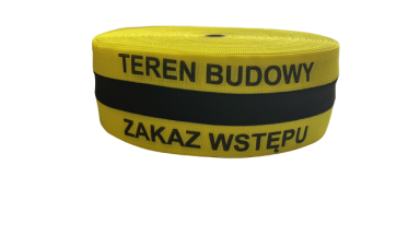 Taśma BHP ostrz.żół/czarny z nadruk TEREN BUDOWY