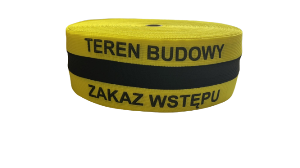 Taśma BHP ostrz.żół/czarny z nadruk TEREN BUDOWY