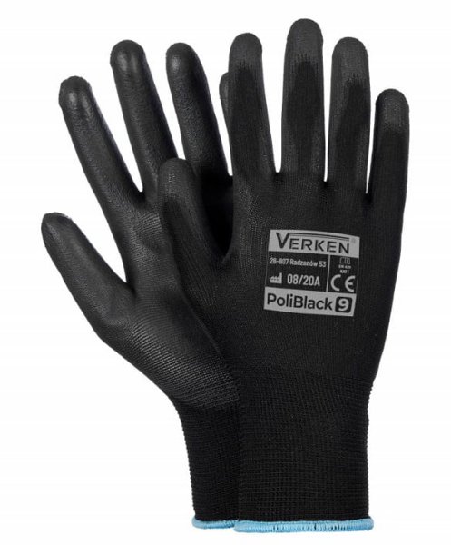 Rękawice robocze POLIBLACK poliuretan czarne