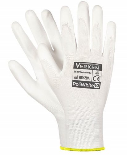 Rękawice robocze POLIWHITE poliuretan białe 10-10280