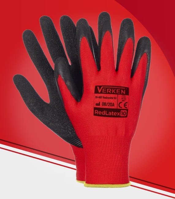 Rękawice robocze powlekane lateksem REDLATEX 11-10300