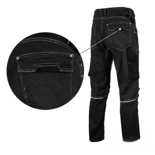 Spodnie robocze Jeans Stretch czarne - wyjątkowy wzór i doskonała funkcjonalność - zdjęcie 3