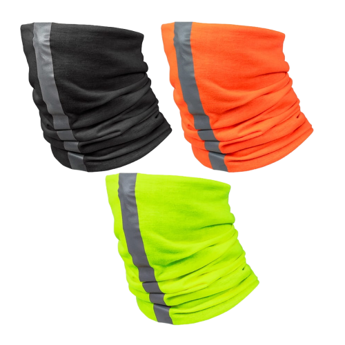 KOMIN ocieplający VISCARF czarny z taśmą odblask.