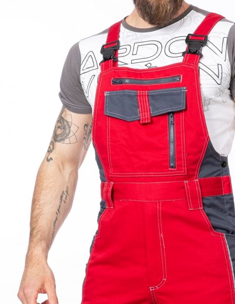 Spodnie robocze ogrodniczki VISION ARDON czerwone - zdjęcie 9