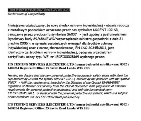 Trzewiki ochronne URGENT 102 S3 TPU - skóra bydlęca - zdjęcie 6