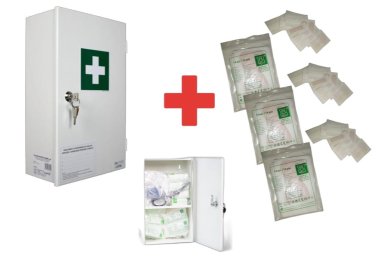 Apteczka Ścienna AS 40 z Dodatkowym Zestawem Plastrów Opatrunkowych