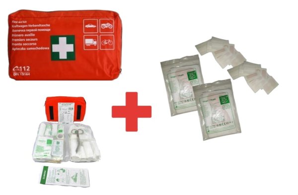 Apteczka Samochodowa DIN z Dodatkowym Zestawem 28 Plastrów - Kompleksowe Zabezpieczenie w Trasie