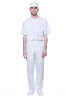 Spodnie robocze dla piekarzy i cukierników – przewiewne, trwałe, białe