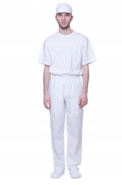 Spodnie robocze dla piekarzy i cukierników – przewiewne, trwałe, białe