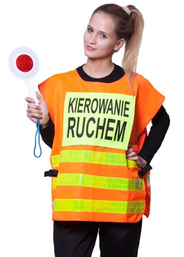Kamizelka odblaskowa z napisem „Kierowanie Ruchem” – uniwersalna, regulowana