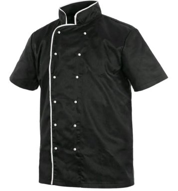 Stylowa i Praktyczna Bluza Kucharska Chef #Krótki Rękaw, Czarna - zdjęcie 2