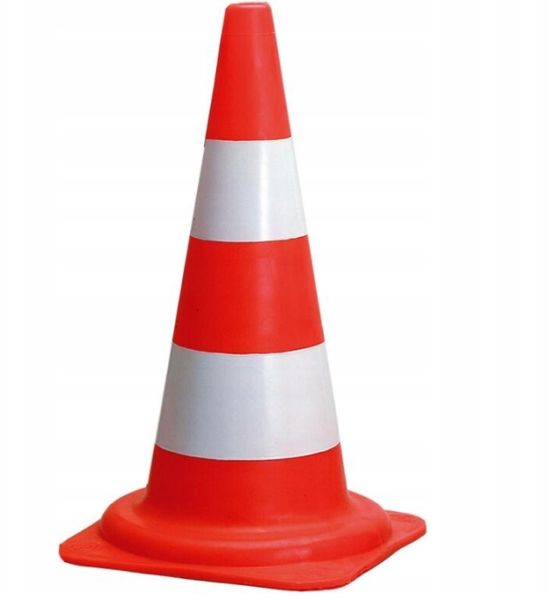 Pachołek ostrzegawczy 54 cm – czerwony z białymi pasami