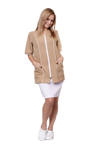 Fartuch damski DIANA z rękawem beżowy L-11764