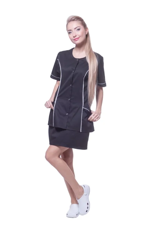 Fartuch damski Aga biała z niebieską lamówką XXL-14771