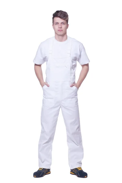 Spodnie robocze ogrodniczki ALL białe - zdjęcie 3