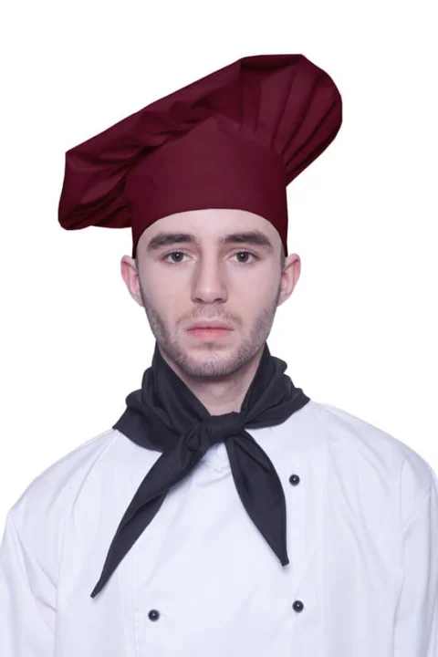 Czapka kucharska budyniówka duża bordowa-15836