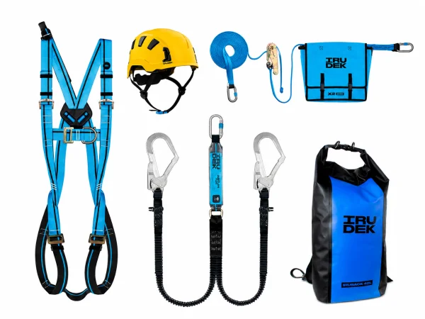 Irudek GANBOA kompletny zestaw z amortyzatorem, linią życia, szelkami i kaskiem - kask żółty