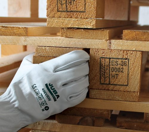 Rękawice robocze 406VRW skóra licowa biała JUBA#10-2885
