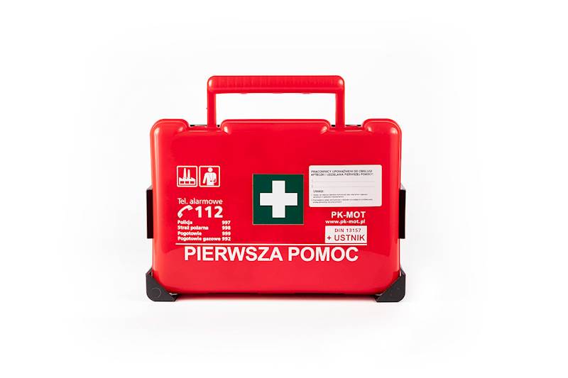 Apteczka DIN 13157+ustnik BD.2 z wieszakiem
